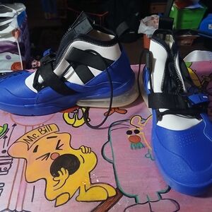 Men's Blue and White High-Top Sneakers